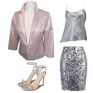 Chico's Pink Blush and Silver Metallic Jacket